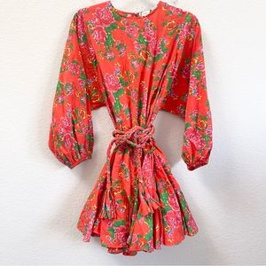 Rhode Ella Mini Dress Red Floral Size Small